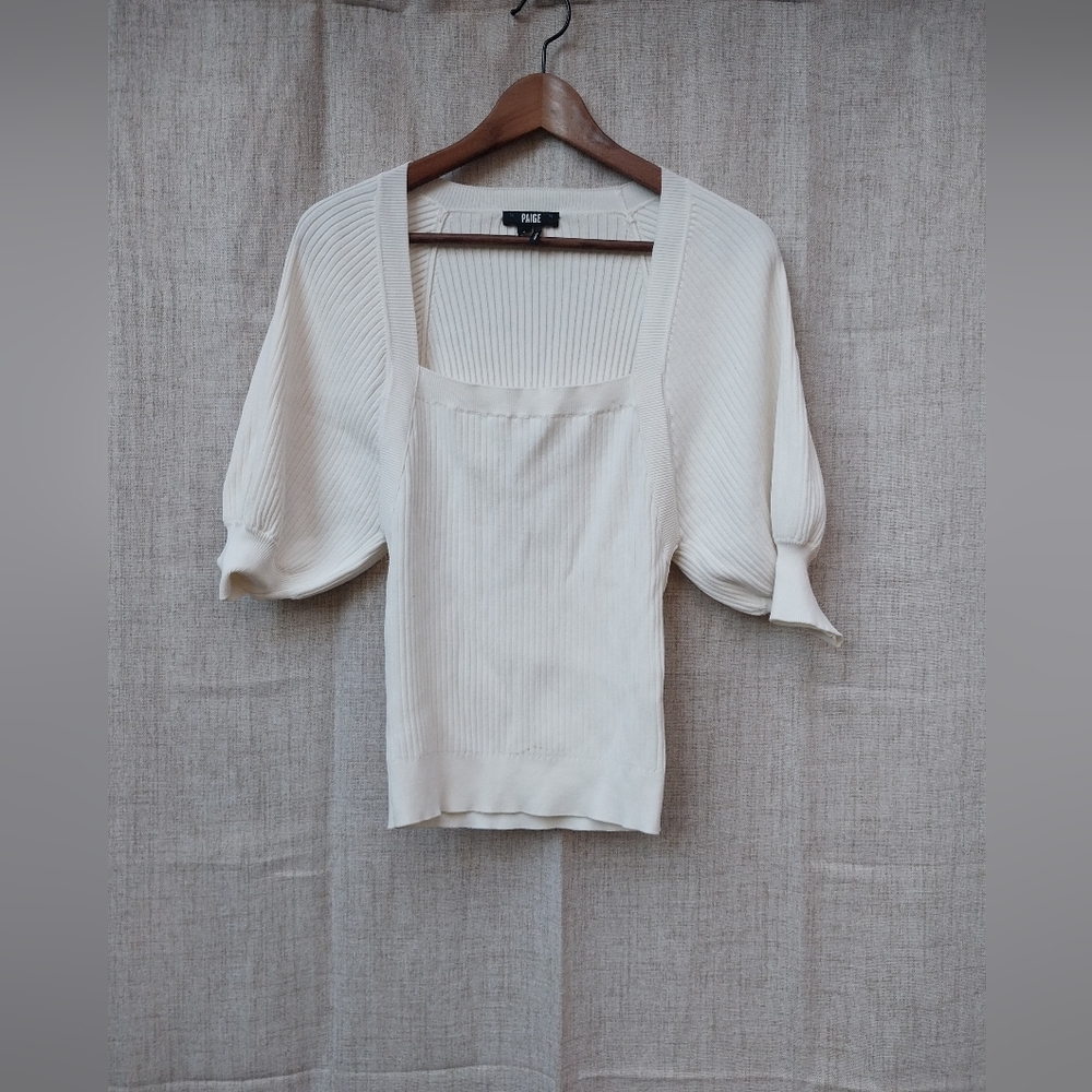 Paige White Square Neck Eponine Sweater Top Small